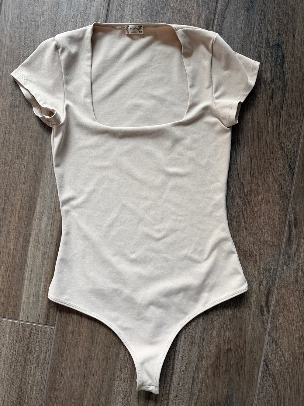 Free People Intimately Cream Off-White S/S Square Neck Bodysuit- Wmns Size Small